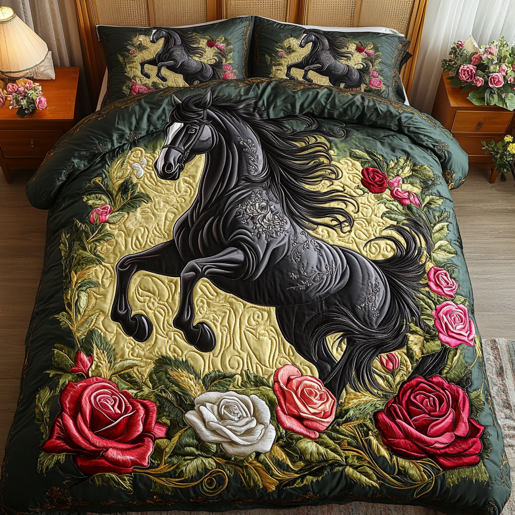 Saddle Bloom Quilted Bedding Set Duvet Cover Bed Sheet Set Retirement Gifts For Horse Lovers Saddle Bloom Quilted Bedding Set Duvet Cover Bed Sheet Set Retirement Gifts For Horse Lovers