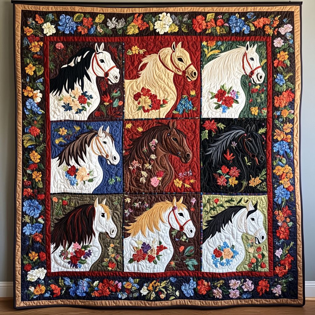 Saddle Bloom Quilted Blanket Cute Throw Blanket Horse Themed Presents Xmas Saddle Bloom Quilted Blanket Cute Throw Blanket Horse Themed Presents Xmas