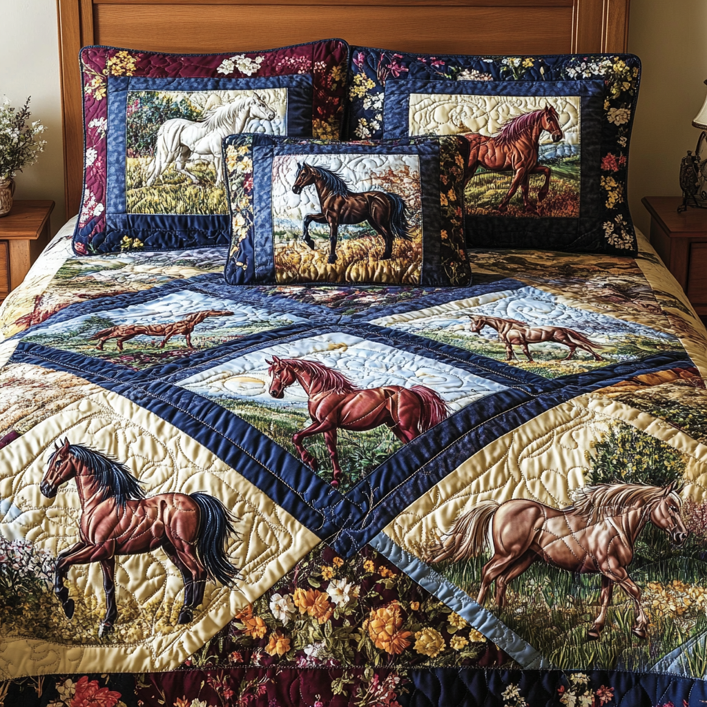 Saddle Spirit Quilted Bedding Set Duvet Cover Bed Sheet Set Gift For Horse Lover Woman Saddle Spirit Quilted Bedding Set Duvet Cover Bed Sheet Set Gift For Horse Lover Woman