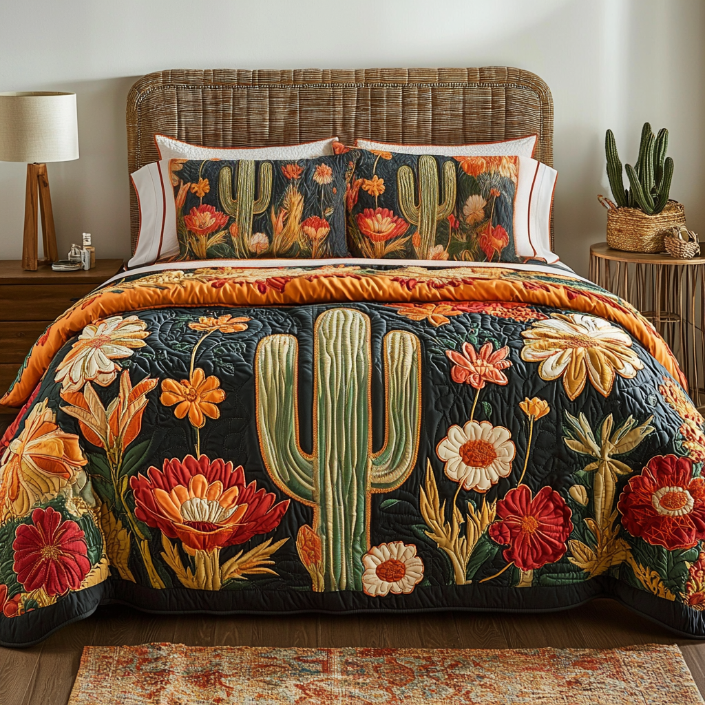 Saguaro Bloom Quilted Bedding Set Duvet Cover Bed Sheet Set Great CactusLover Gifts Saguaro Bloom Quilted Bedding Set Duvet Cover Bed Sheet Set Great CactusLover Gifts