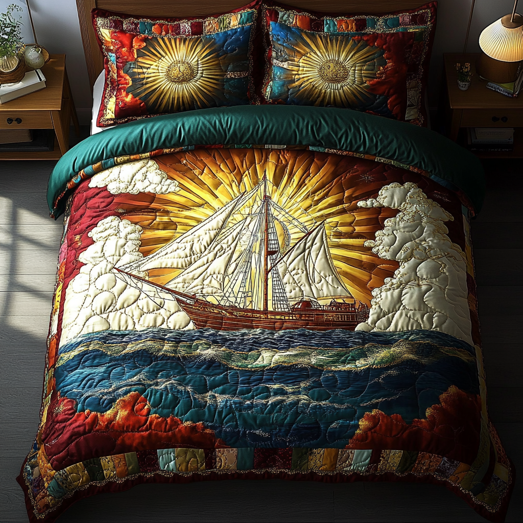 Sailboat Breeze Quilted Bedding Set Duvet Cover Bedspreads Sailboat Themed Gifts Sailboat Breeze Quilted Bedding Set Duvet Cover Bedspreads Sailboat Themed Gifts