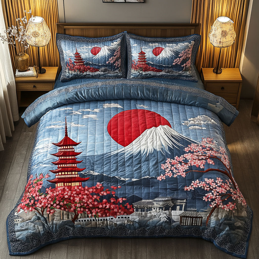 Sakura View Quilted Bedding Set Duvet Cover Bed Sheet Set Fuji Mountain Japanese Gifts Sakura View Quilted Bedding Set Duvet Cover Bed Sheet Set Fuji Mountain Japanese Gifts