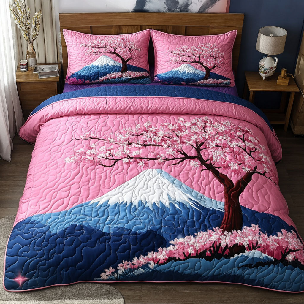 Sakura Vista Quilted Bedding Set Duvet Cover Bed Sheet Set Fuji Mountain Japanese Gifts Sakura Vista Quilted Bedding Set Duvet Cover Bed Sheet Set Fuji Mountain Japanese Gifts