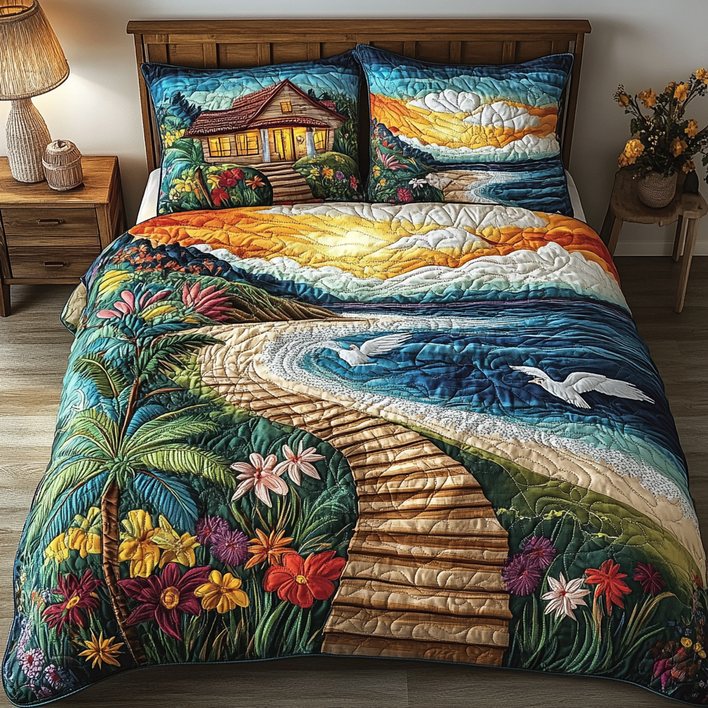 Sandy Shore Quilted Bedding Set Duvet Cover Bed Sheet Set Best Gift Ideas For Beach Lovers Sandy Shore Quilted Bedding Set Duvet Cover Bed Sheet Set Best Gift Ideas For Beach Lovers