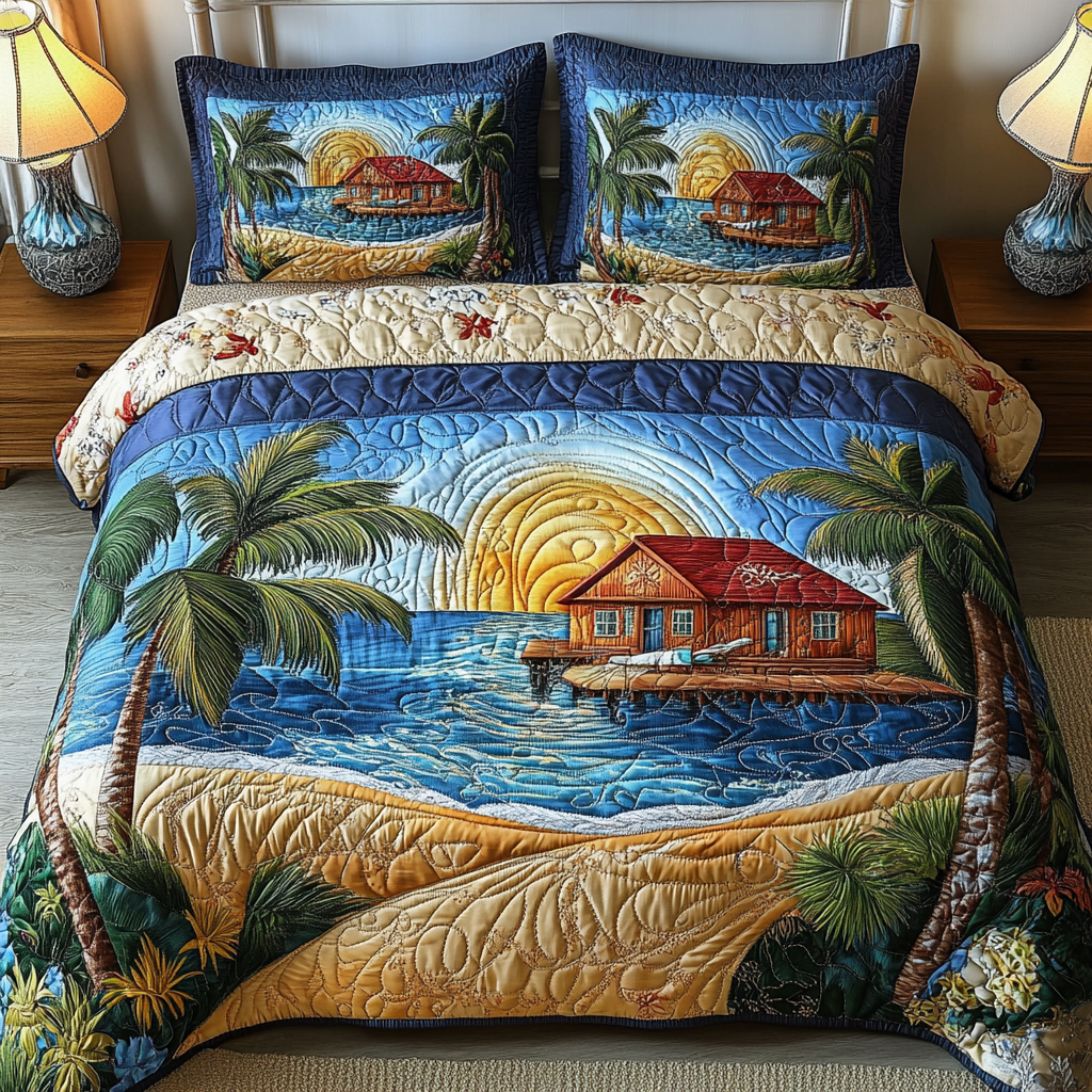 Sandy Vibes Quilted Bedding Set Duvet Cover Bed Sheet Set Presents For Beach Lovers Sandy Vibes Quilted Bedding Set Duvet Cover Bed Sheet Set Presents For Beach Lovers