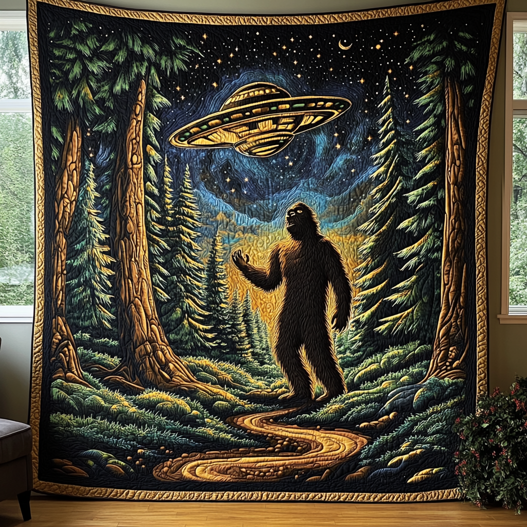Sasquatch and UFO Glow Quilted Blanket Sofa Throw Blanket Best Presents For Tweens Sasquatch and UFO Glow Quilted Blanket Sofa Throw Blanket Best Presents For Tweens