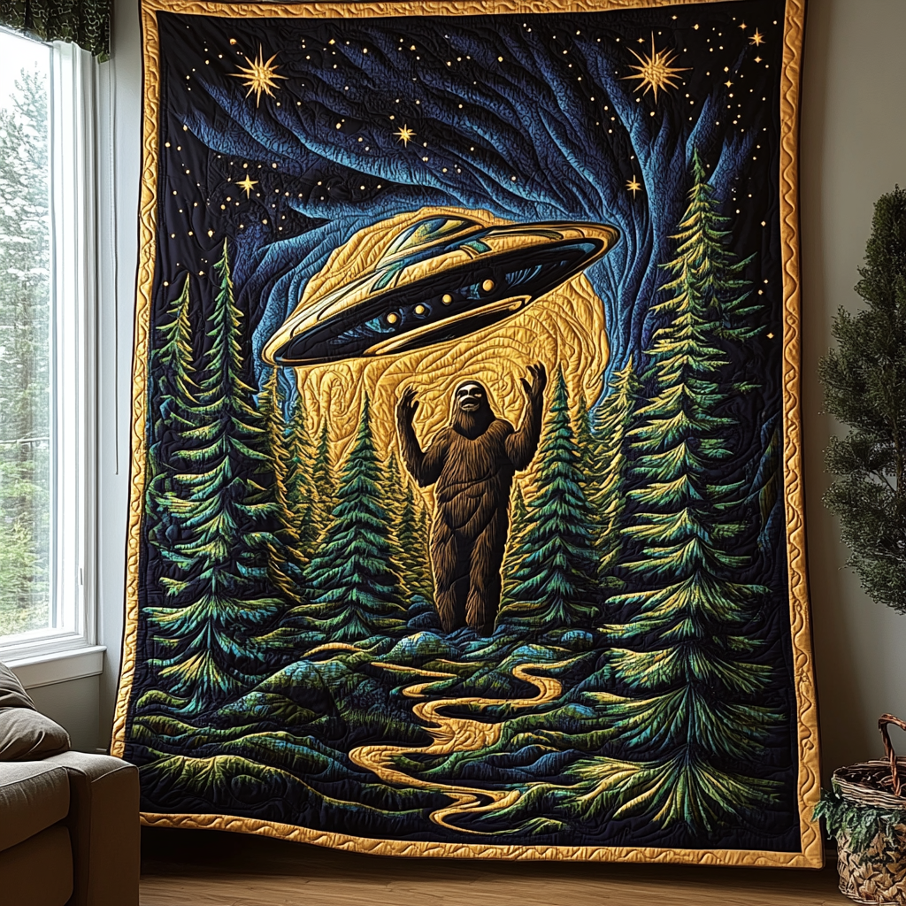 Sasquatch and UFO Quilted Blanket Sofa Throw Blanket Top Gifts For Tweens Sasquatch and UFO Quilted Blanket Sofa Throw Blanket Top Gifts For Tweens