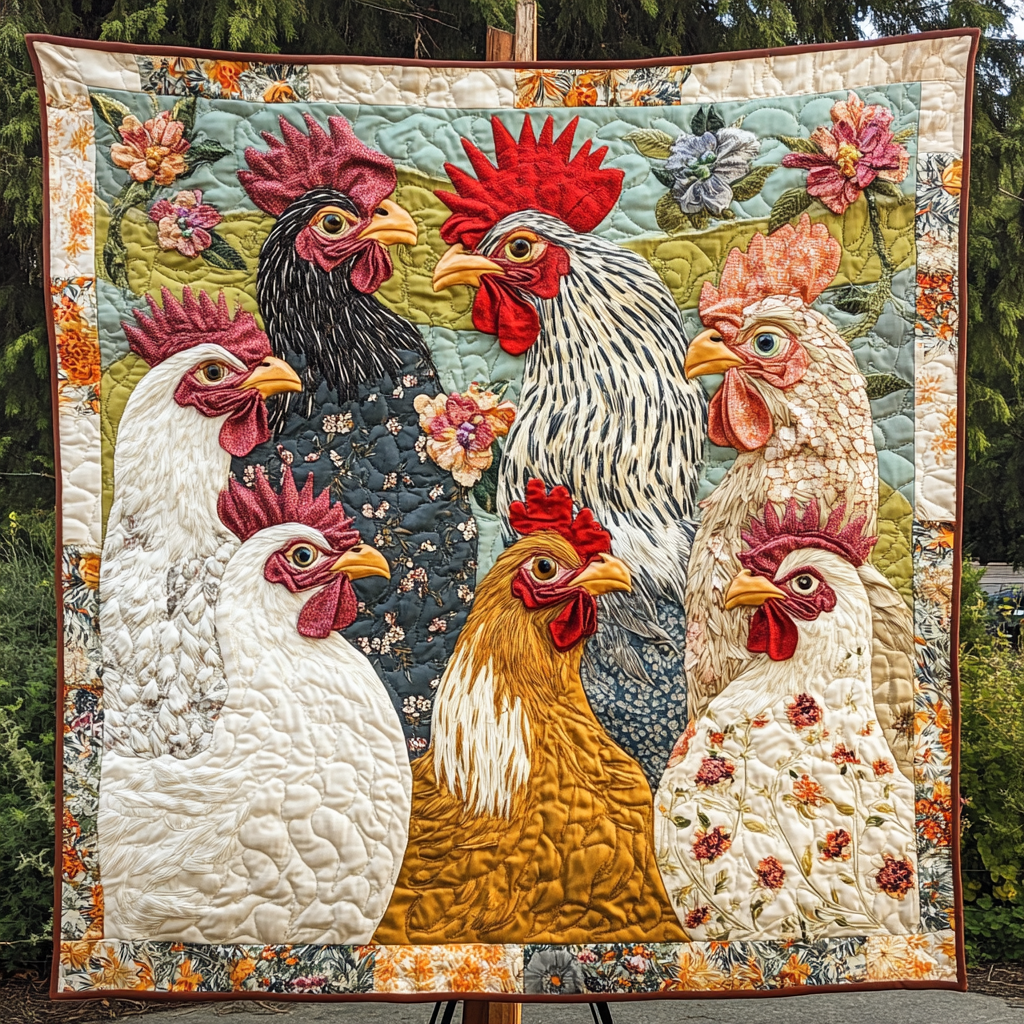 Sassy Chickens Quilted Blanket Nice Throw Blanket Presents For Chicken Owners Sassy Chickens Quilted Blanket Nice Throw Blanket Presents For Chicken Owners