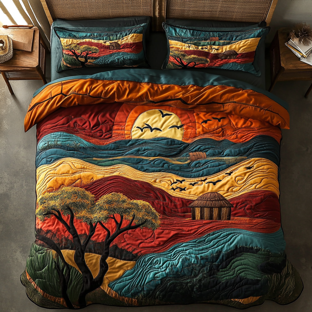 Savanna Glow Quilted Bedding Set Duvet Cover Merch Melanin Black History Gifts For Ladies Savanna Glow Quilted Bedding Set Duvet Cover Merch Melanin Black History Gifts For Ladies