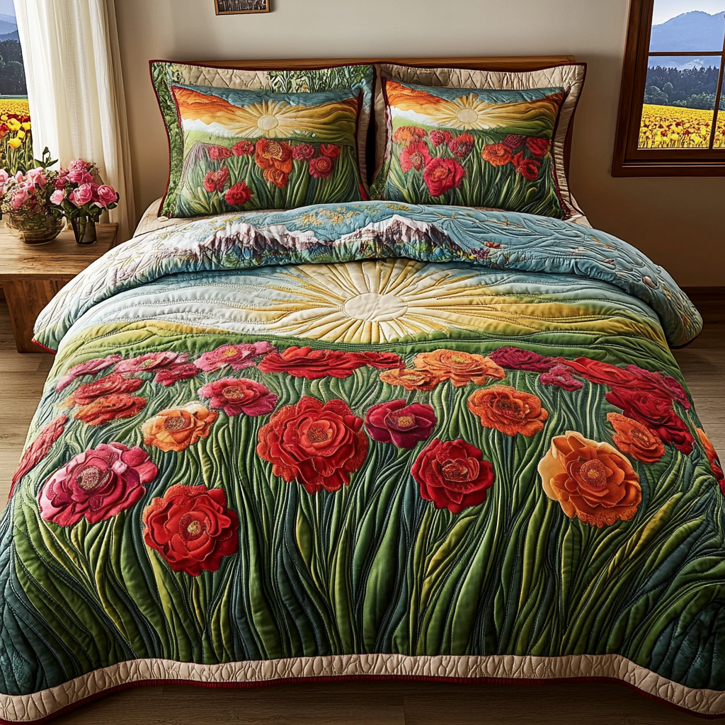 Scarlet Radiance Quilted Bedding Set Duvet Cover Bedspread Christmas Gift Ideas For Brother In Law