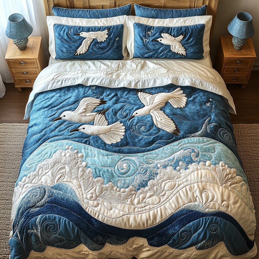 Sea Breeze Quilted Bedding Set Duvet Cover Bedspread Cool Gifts For Beach Lovers Sea Breeze Quilted Bedding Set Duvet Cover Bedspread Cool Gifts For Beach Lovers