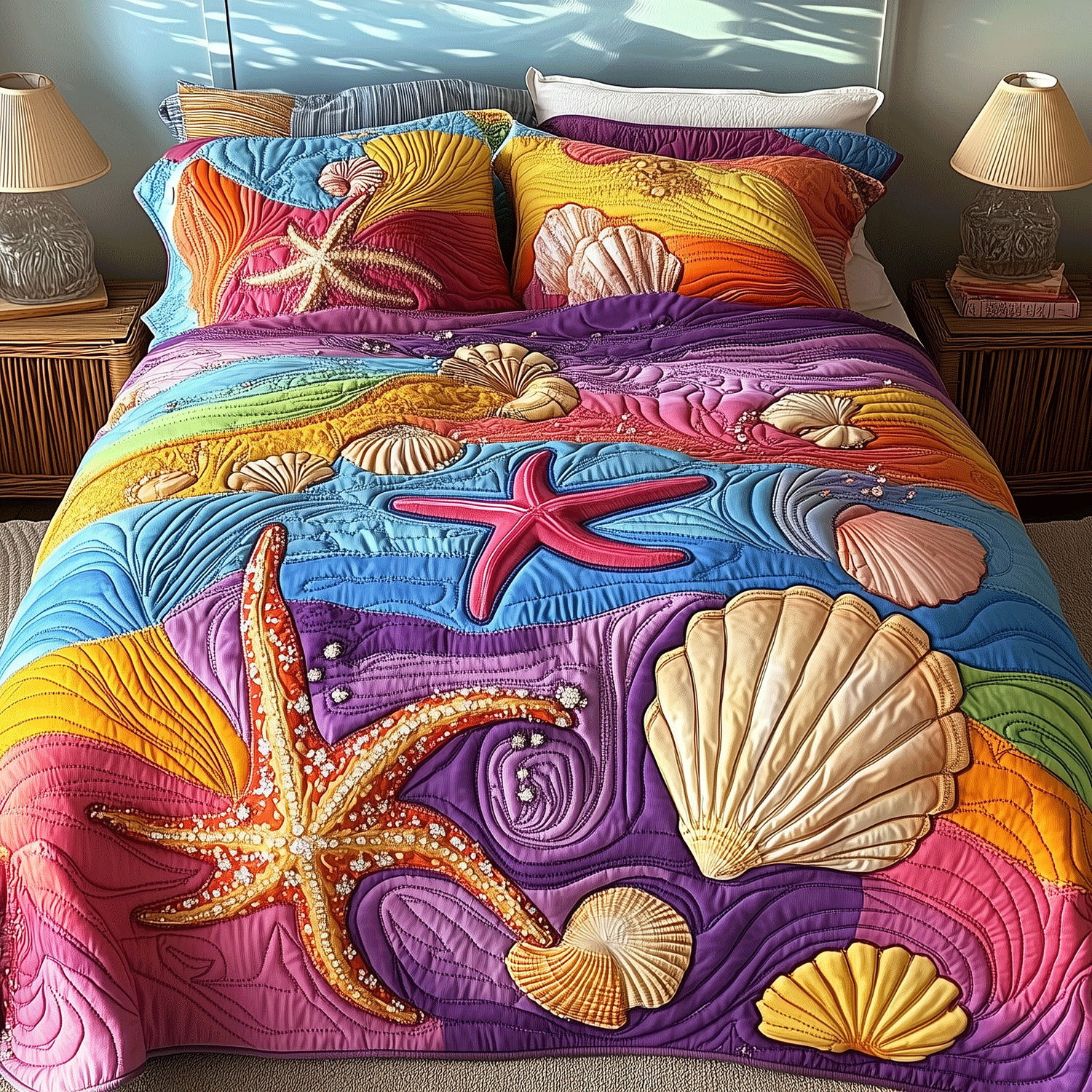 Sea Breeze Quilted Bedding Set Duvet Cover Bedspread Gift Ideas For Ocean Lovers Sea Breeze Quilted Bedding Set Duvet Cover Bedspread Gift Ideas For Ocean Lovers