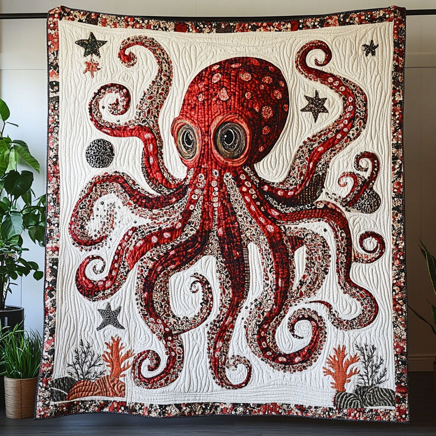 Sea Dance Quilted Blanket Cute Throw Blanket Gifts For Octopus Lovers Sea Dance Quilted Blanket Cute Throw Blanket Gifts For Octopus Lovers