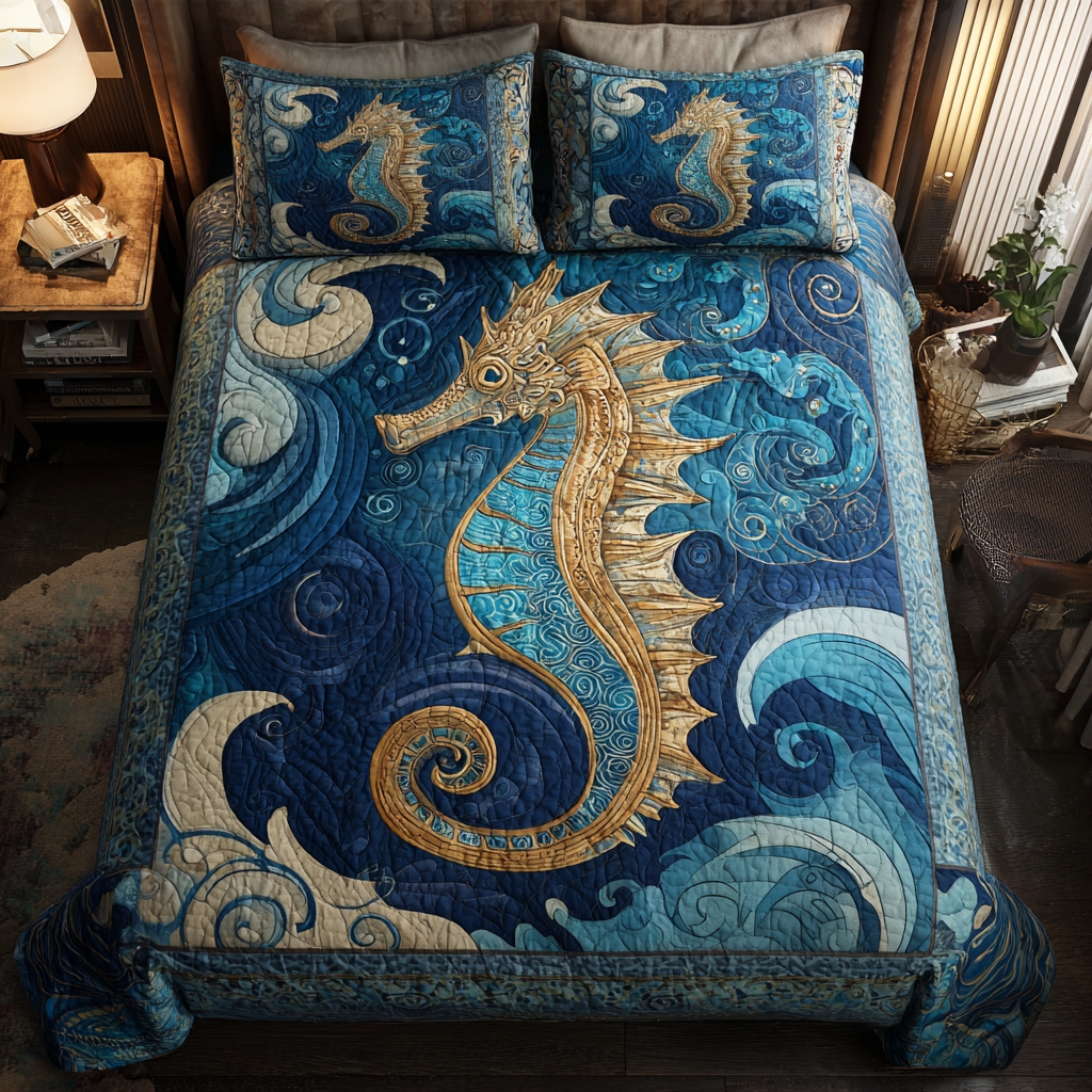 Sea Horse Dreams Quilted Bedding Set Duvet Cover Bed Sheet Set Unique Equestrian Gifts Sea Horse Dreams Quilted Bedding Set Duvet Cover Bed Sheet Set Unique Equestrian Gifts