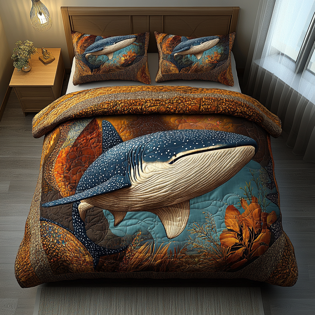 Sea Nomad Quilted Bedding Set Duvet Cover Bedspreads Whale Themed Gifts Sea Nomad Quilted Bedding Set Duvet Cover Bedspreads Whale Themed Gifts