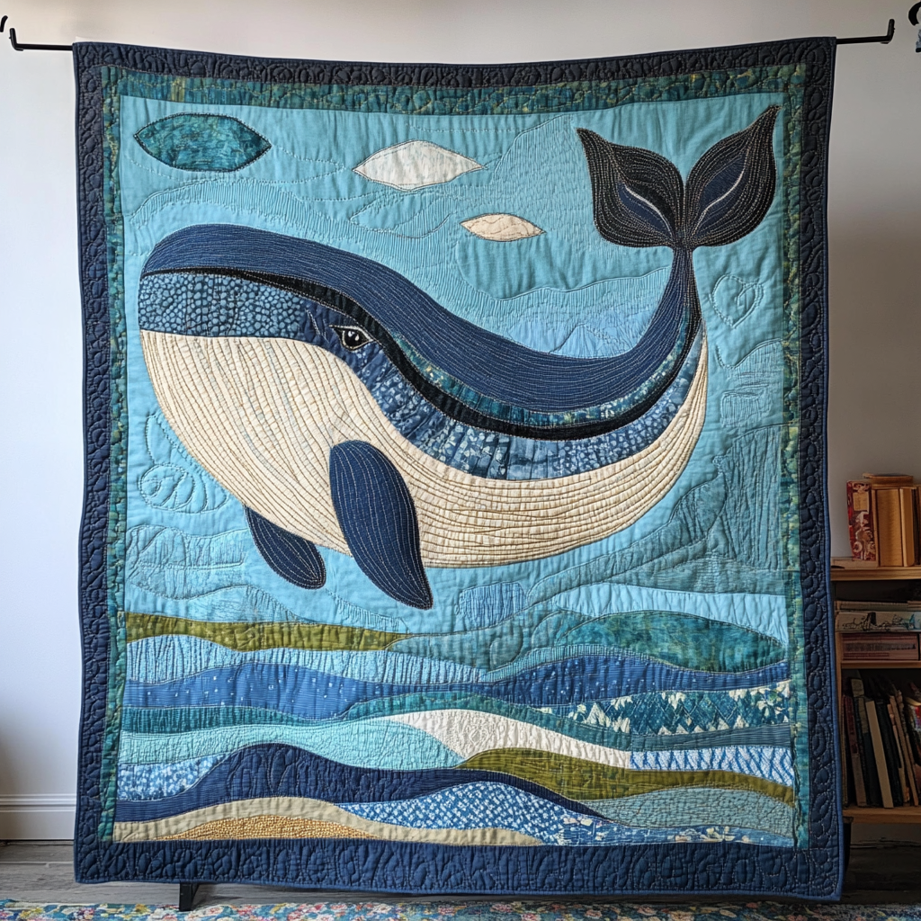 Sea Wanderer Quilted Blanket Cute Colorful Blanket Whale Themed Presents Sea Wanderer Quilted Blanket Cute Colorful Blanket Whale Themed Presents