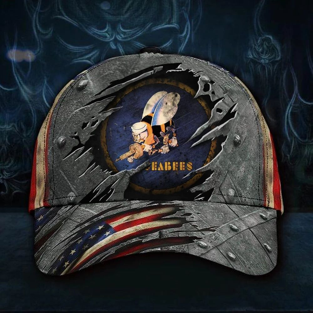 Seabees Hat 3D Print Unique Vintage Old Retro American Flag Cap Men's Seabees Hat 3D Print Unique Vintage Old Retro American Flag Cap Men's