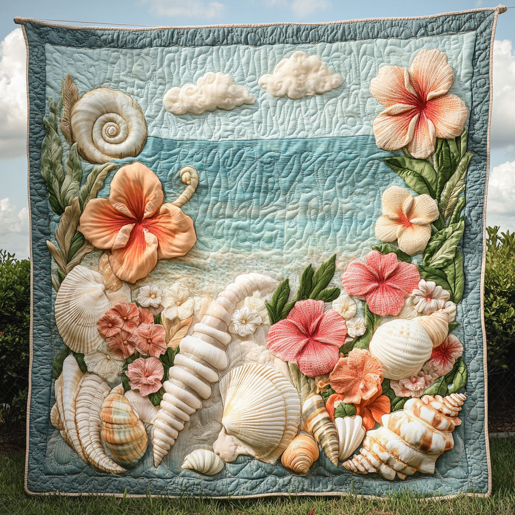 Seashell Chorus Quilted Blanket Sofa Throw Blanket Best Gift Ideas For Beach Lovers