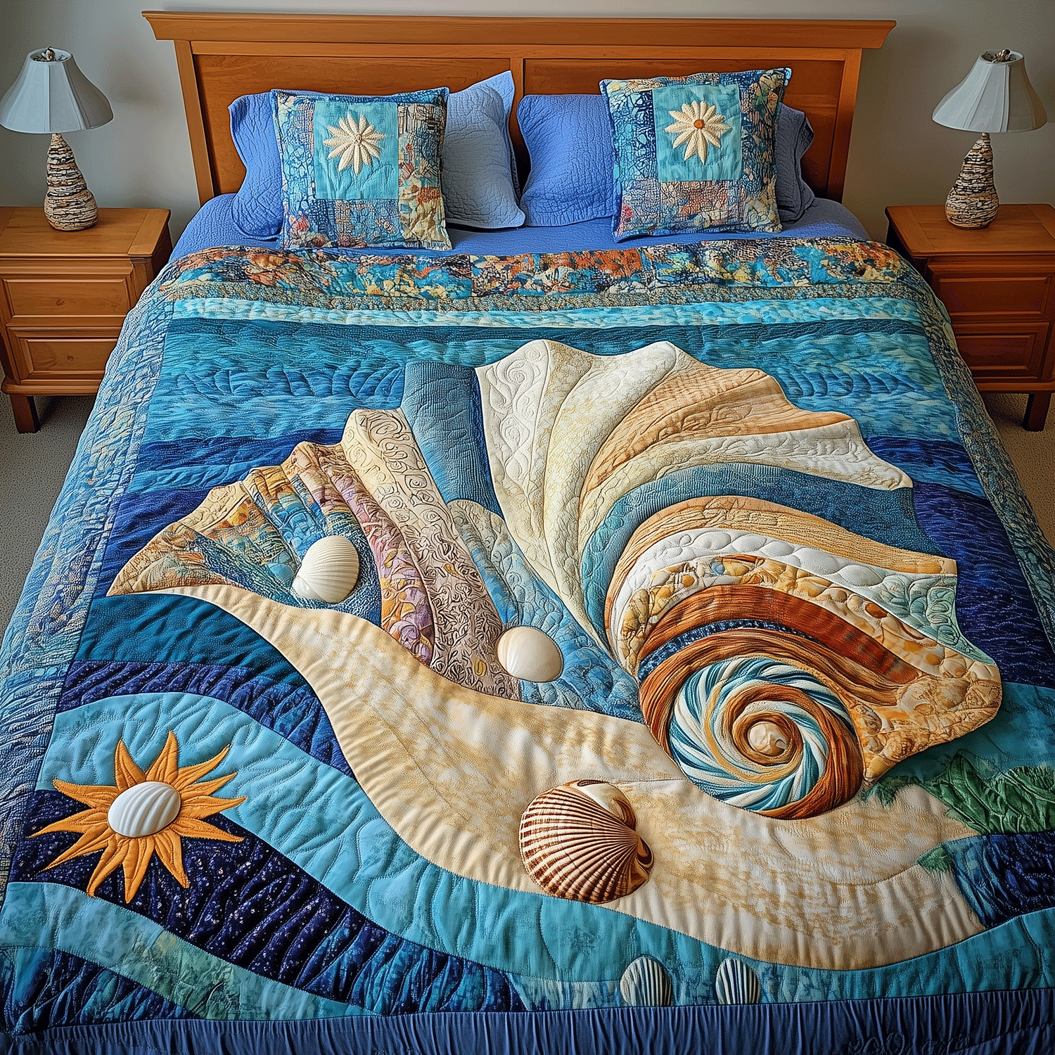 Seashell Serenity Quilted Bedding Set Duvet Cover Bedspread Beach Gifts For Friend Seashell Serenity Quilted Bedding Set Duvet Cover Bedspread Beach Gifts For Friend