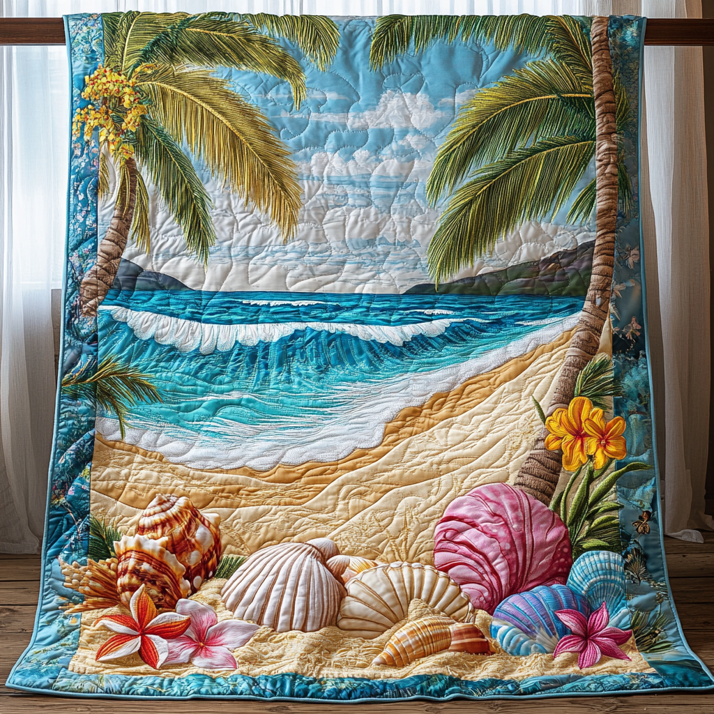 Seashell Shoreline Quilted Blanket Cute Colorful Blanket Birthday Gift Ideas For Beach Lovers Seashell Shoreline Quilted Blanket Cute Colorful Blanket Birthday Gift Ideas For Beach Lovers