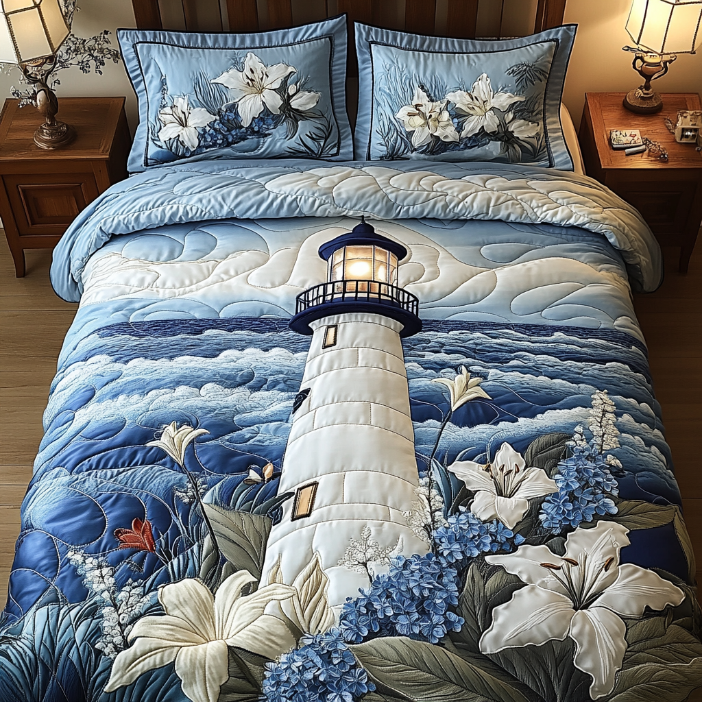Seaside Glow Quilted Bedding Set Duvet Cover Bedspread Lighthouse Gifts For Men Seaside Glow Quilted Bedding Set Duvet Cover Bedspread Lighthouse Gifts For Men