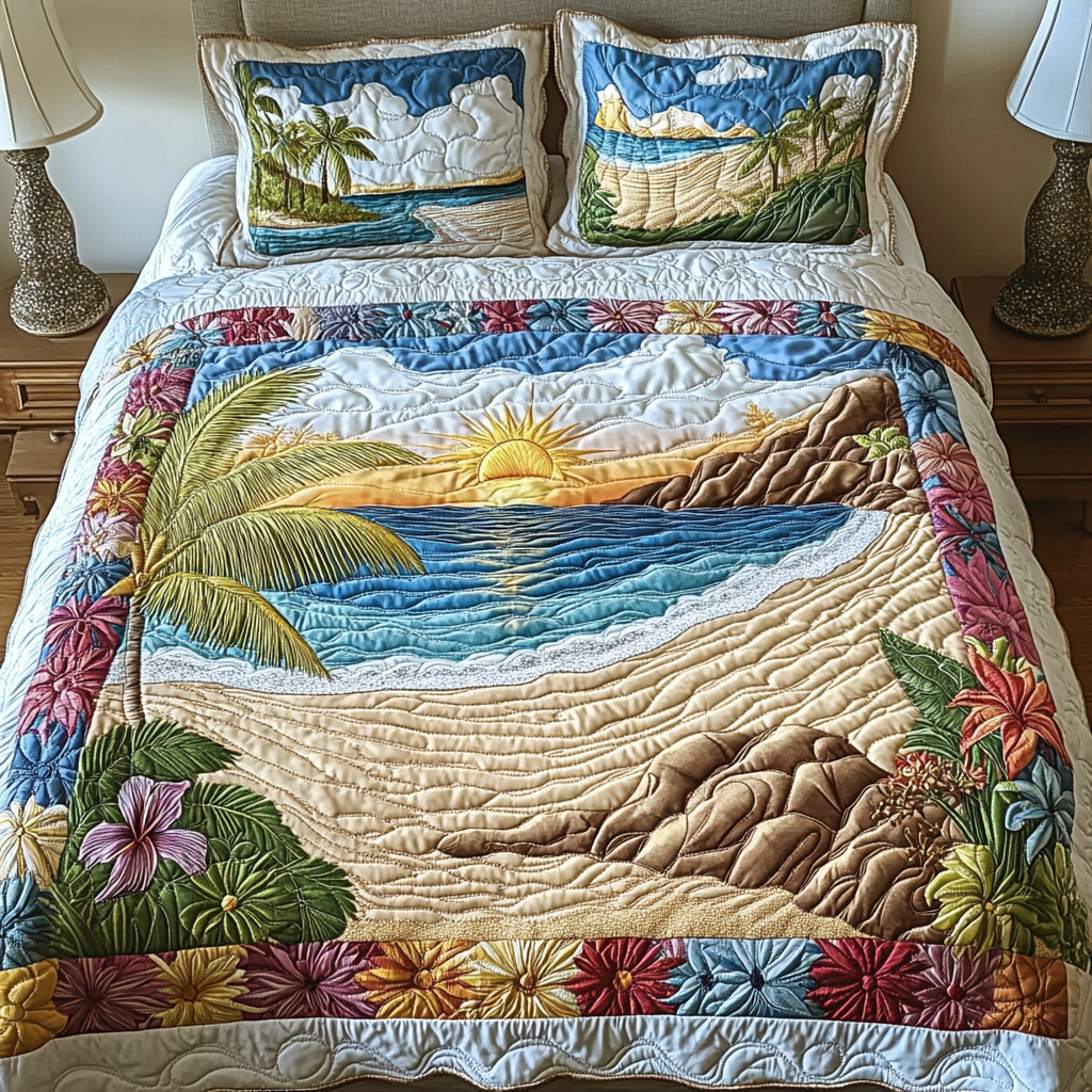 Seaside Glow Quilted Bedding Set Duvet Cover Bedspreads Best Gift Ideas For Beach Lovers Seaside Glow Quilted Bedding Set Duvet Cover Bedspreads Best Gift Ideas For Beach Lovers