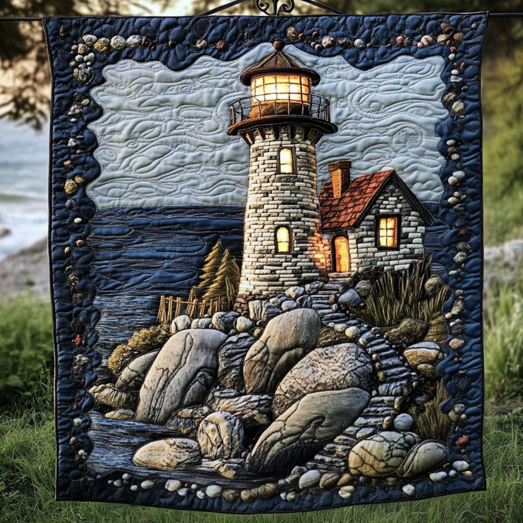 Seaside Glow Quilted Blanket Cute Colorful Blanket Lighthouse Gifts For Mom Seaside Glow Quilted Blanket Cute Colorful Blanket Lighthouse Gifts For Mom