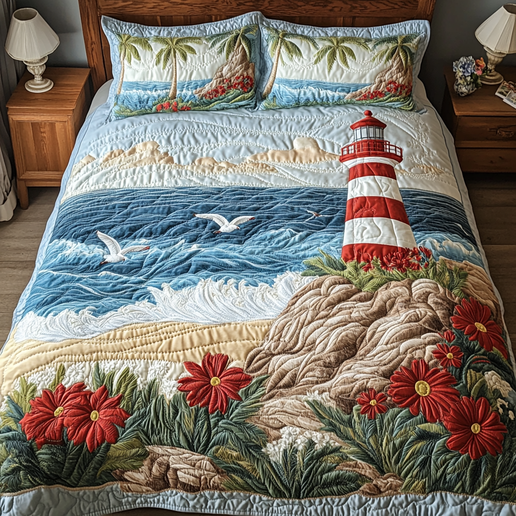 Seaside Lighthouse Quilted Bedding Set Duvet Cover Bedspread Lighthouse Christmas Gifts Seaside Lighthouse Quilted Bedding Set Duvet Cover Bedspread Lighthouse Christmas Gifts
