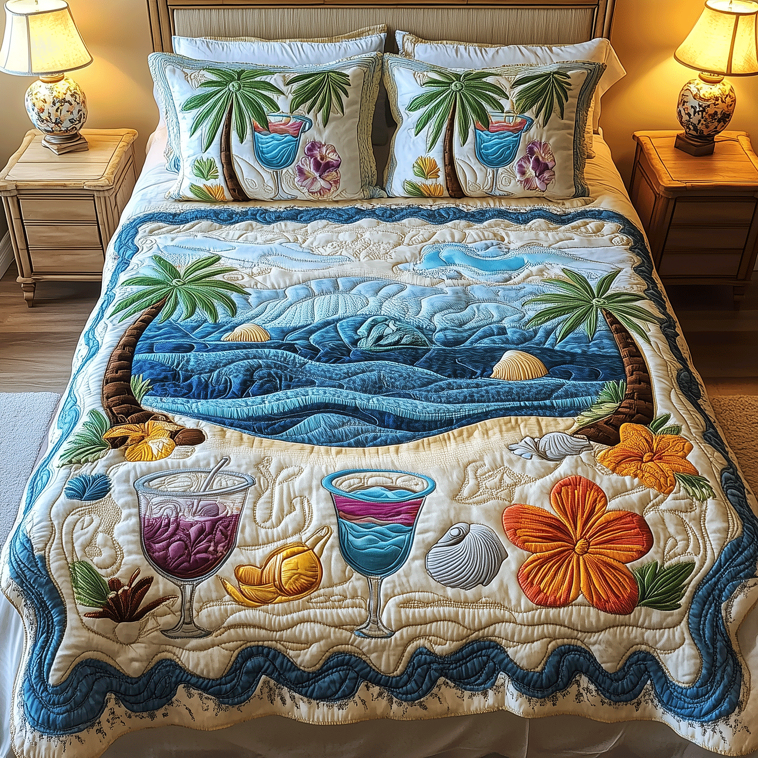 Seaside Lounge Quilted Bedding Set Duvet Cover Bedspread Gifts For Sea Turtle Lovers Seaside Lounge Quilted Bedding Set Duvet Cover Bedspread Gifts For Sea Turtle Lovers