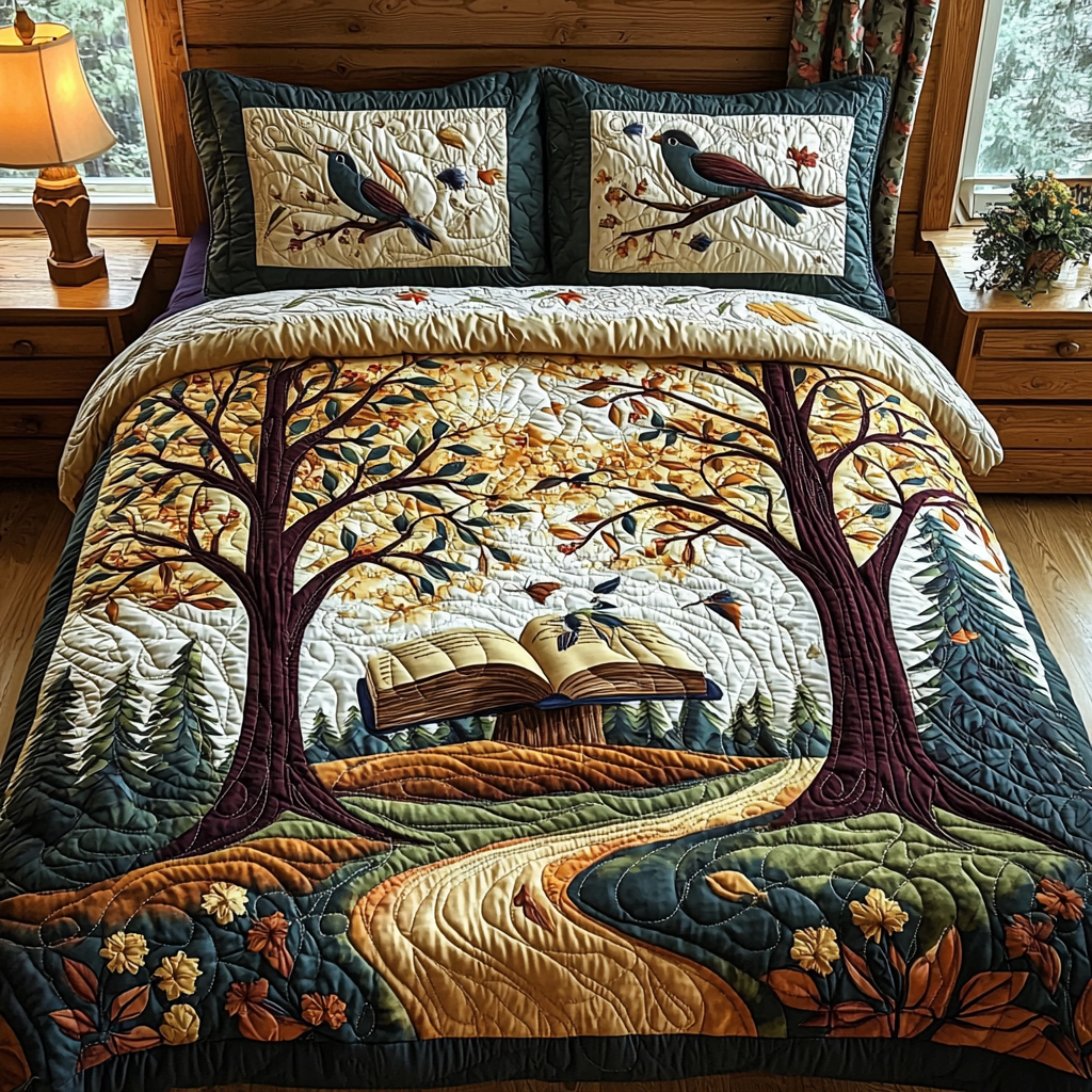 Secret Chapter Quilted Bedding Set Duvet Cover Merch Book Lover Gifts For Women
