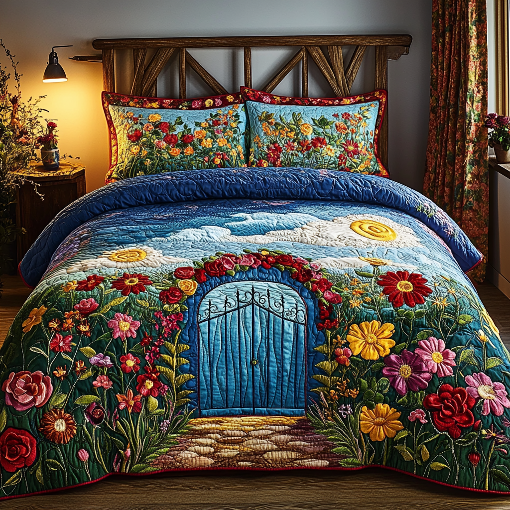 Secret Garden Quilted Bedding Set Duvet Cover Bed Sheet Set Christmas Flower Gifts Secret Garden Quilted Bedding Set Duvet Cover Bed Sheet Set Christmas Flower Gifts