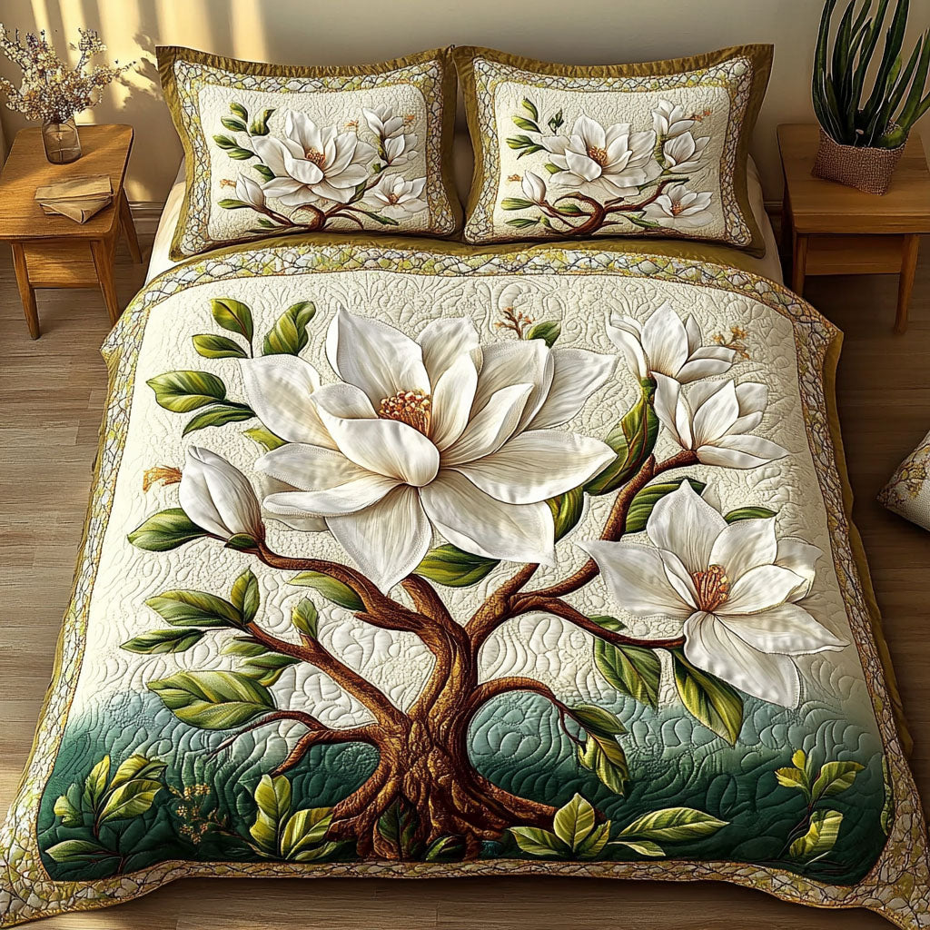 Serene Magnolia Bloom Quilted Bedding Set Duvet Cover Bed Sheet Set Gifts For Flower Lovers For Her Serene Magnolia Bloom Quilted Bedding Set Duvet Cover Bed Sheet Set Gifts For Flower Lovers For Her