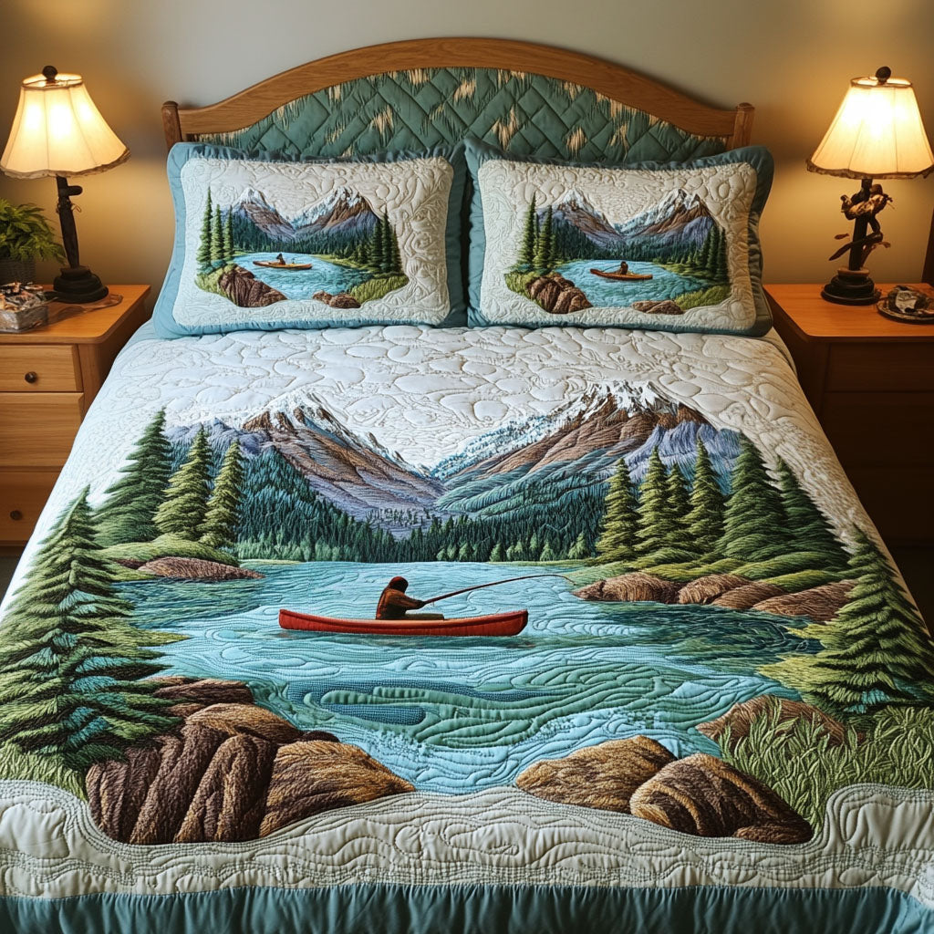 Serene Reflections Quilted Bedding Set Duvet Cover Bed Sheet Set Gift Ideas For A Kayaker