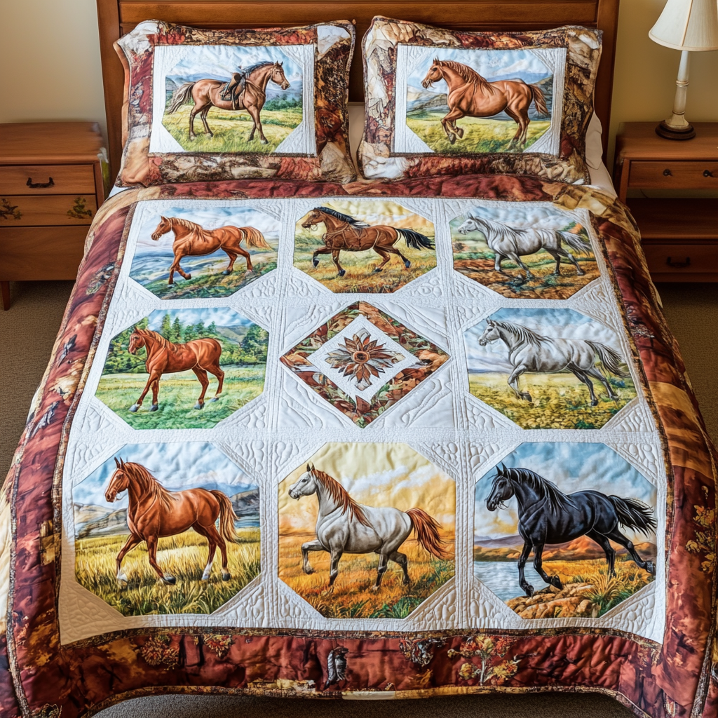 Serene Stable Quilted Bedding Set Duvet Cover Bed Sheet Set Horsey Gifts For Friends Serene Stable Quilted Bedding Set Duvet Cover Bed Sheet Set Horsey Gifts For Friends