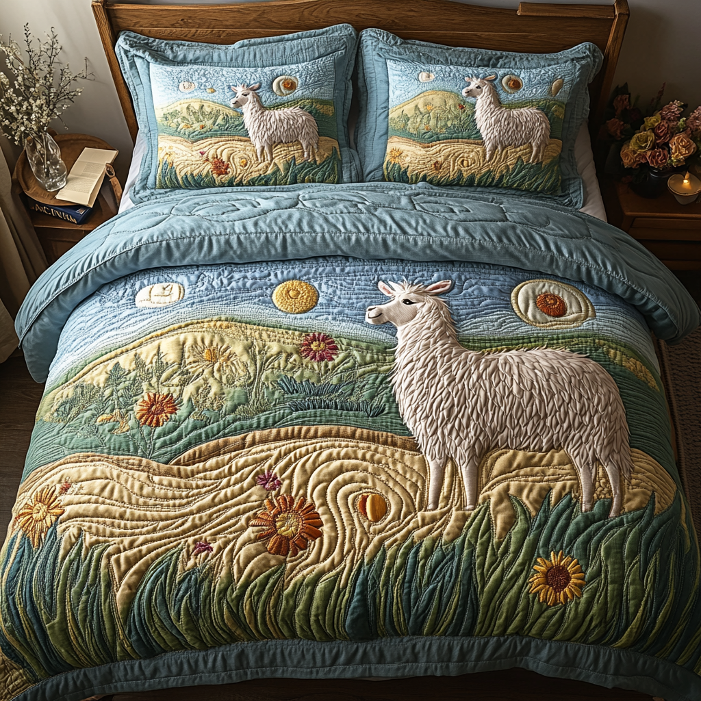 Serene Steps Quilted Bedding Set Duvet Cover Bed Sheet Set Gifts For Sheep Lovers