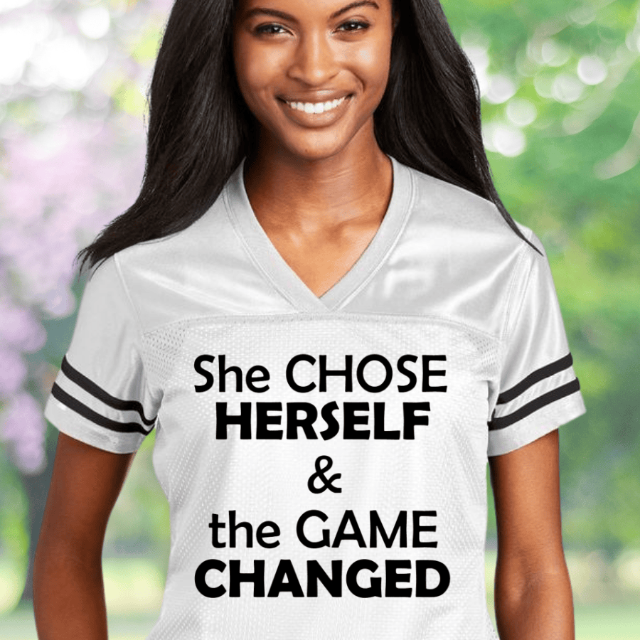 She Chose Herself And The Game Changed Football Jersey Women's Rights Feminist Clothing She Chose Herself And The Game Changed Football Jersey Women's Rights Feminist Clothing