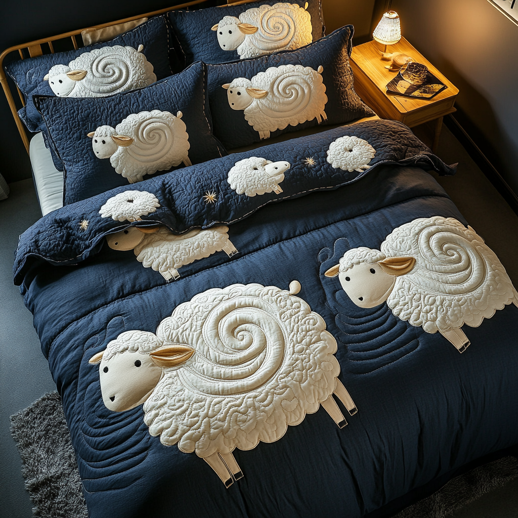 Sheep Meadow Quilted Bedding Set Duvet Cover Bedspreads Sheep Inspired Gifts Sheep Meadow Quilted Bedding Set Duvet Cover Bedspreads Sheep Inspired Gifts