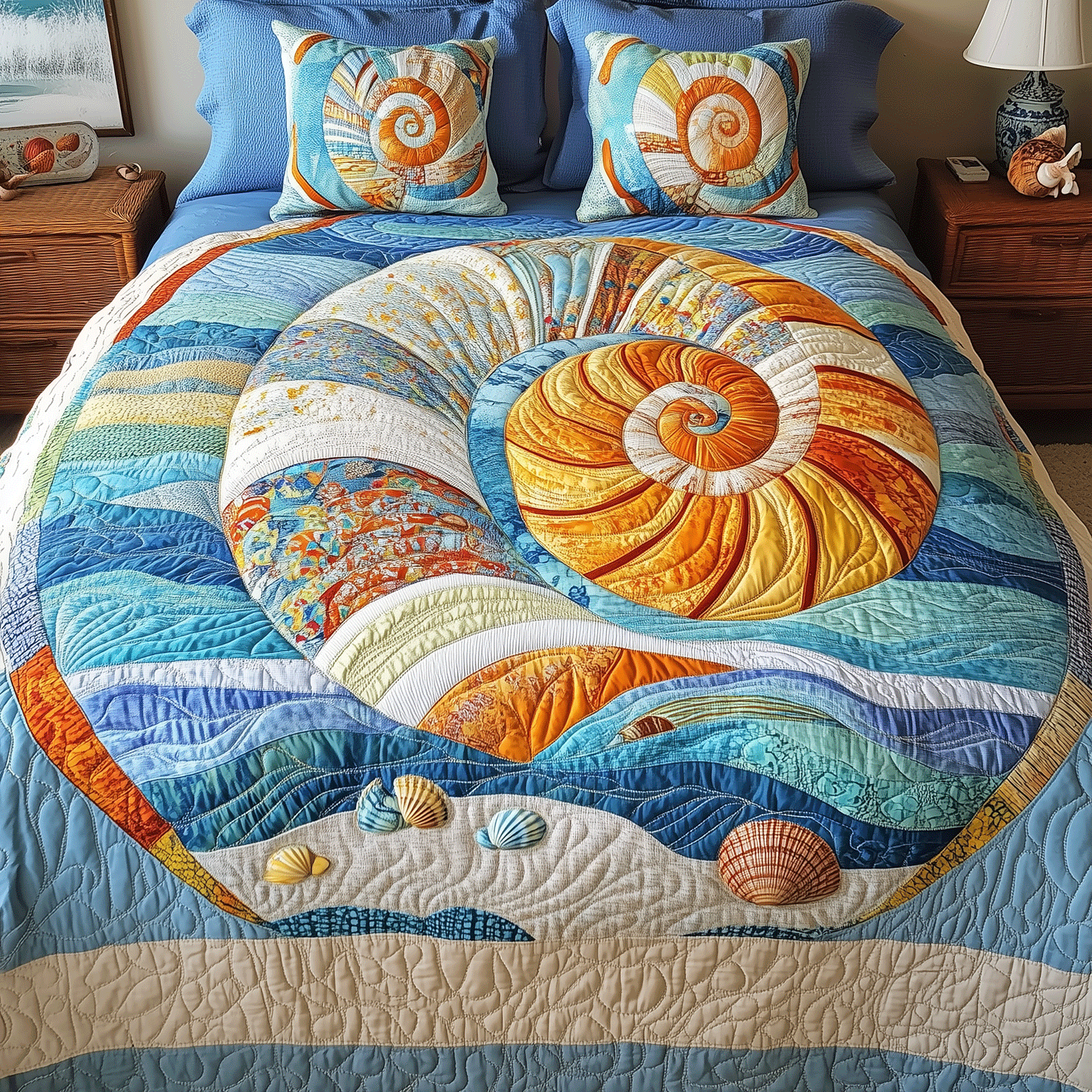 Shell Whisper Quilted Bedding Set Duvet Cover Bedspread Beach Christmas Gifts Shell Whisper Quilted Bedding Set Duvet Cover Bedspread Beach Christmas Gifts
