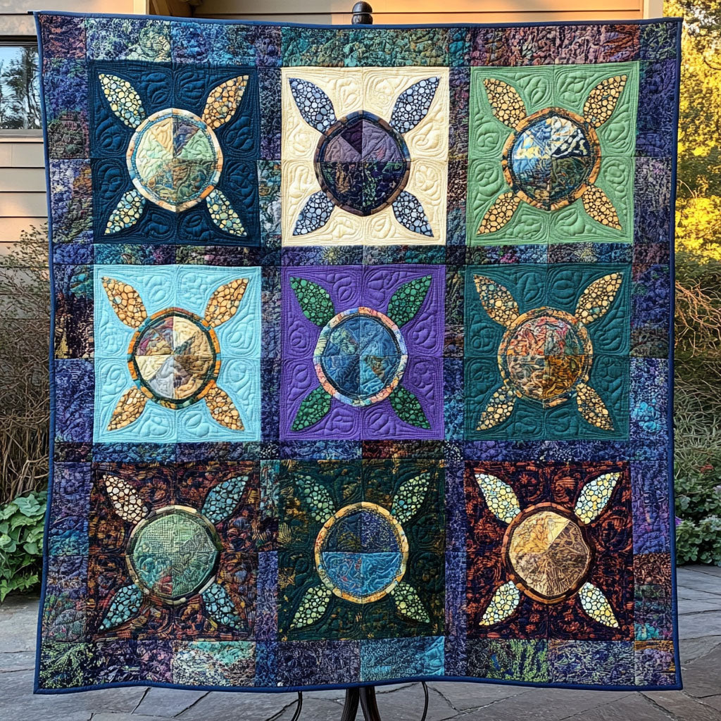 Shelled Serenity Quilted Blanket Cute Colorful Blanket Turtle Themed Gifts For Adults Shelled Serenity Quilted Blanket Cute Colorful Blanket Turtle Themed Gifts For Adults