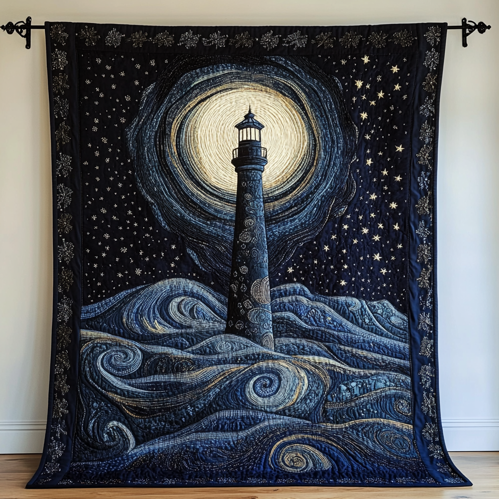 Shining Horizon Quilted Blanket Cute Colorful Blanket Ocean Lighthouse Gifts For Men Shining Horizon Quilted Blanket Cute Colorful Blanket Ocean Lighthouse Gifts For Men