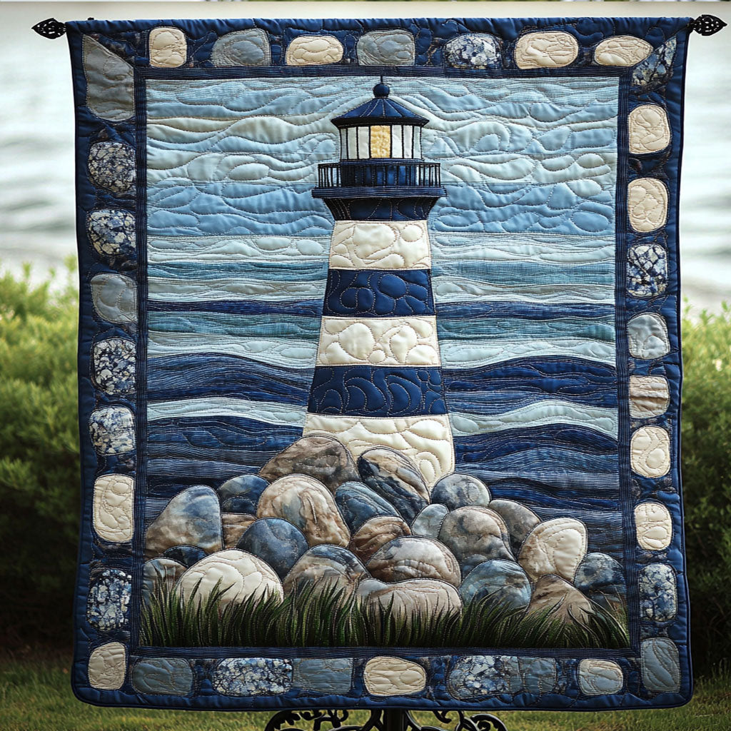 Shoreline Sentinel Quilted Blanket Cute Colorful Blanket Gifts For Lighthouse Lovers Shoreline Sentinel Quilted Blanket Cute Colorful Blanket Gifts For Lighthouse Lovers