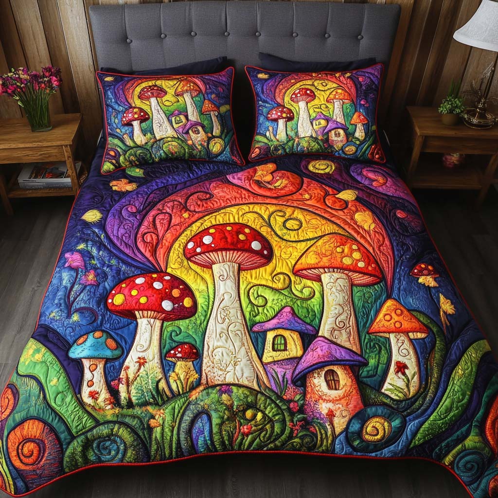 Shroomy Shelter Quilted Bedding Set Duvet Cover Bed Sheet Set Mushroom Lovers Gifts Shroomy Shelter Quilted Bedding Set Duvet Cover Bed Sheet Set Mushroom Lovers Gifts