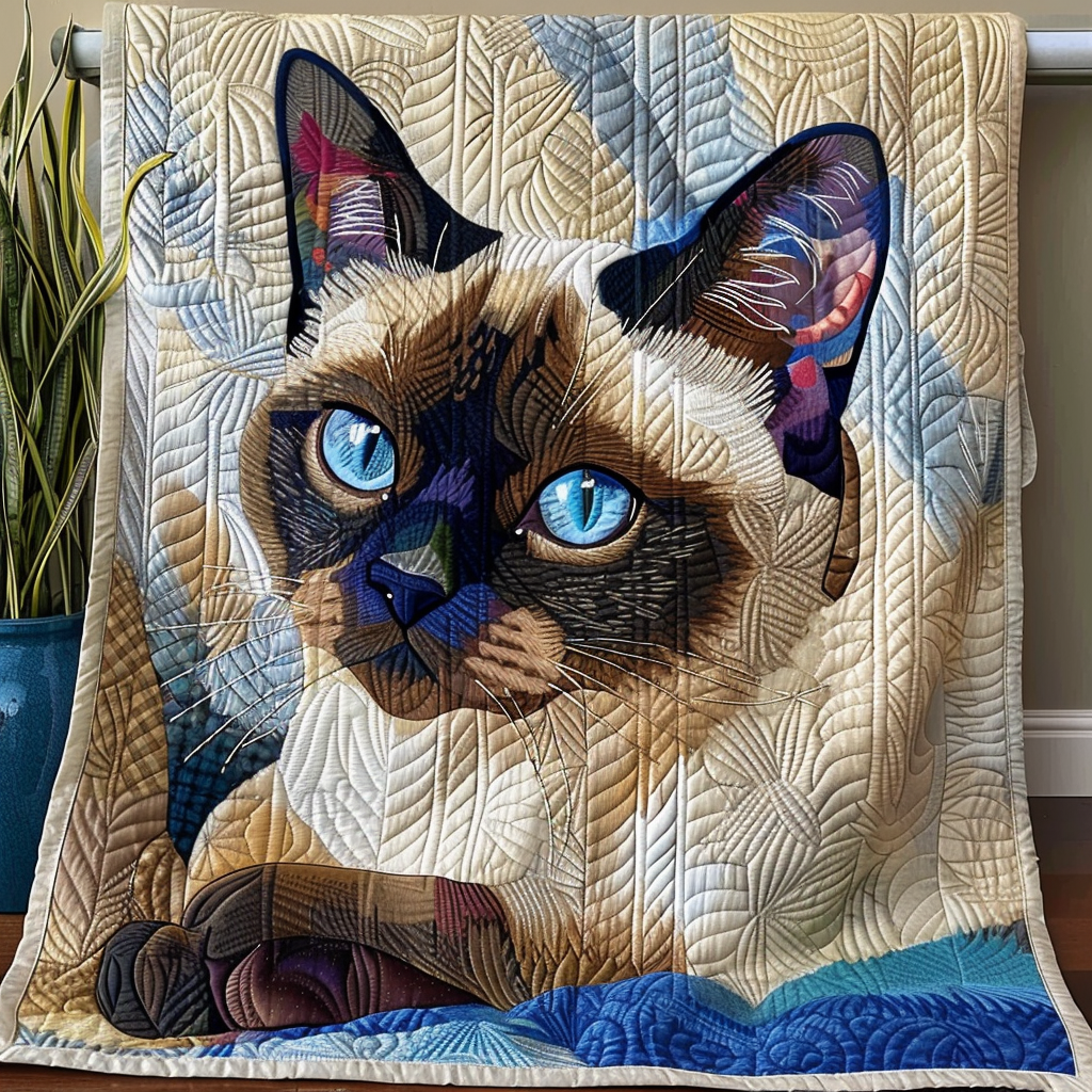 Siamese Cat Whispers Quilted Blanket Sofa Throw Blanket Best Cat Presents For Women