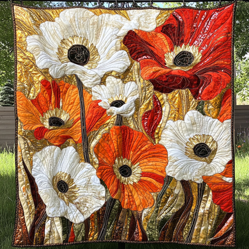 Silent Blossom Quilted Blanket Cute Throw Blanket Gifts With Poppies On Them Silent Blossom Quilted Blanket Cute Throw Blanket Gifts With Poppies On Them