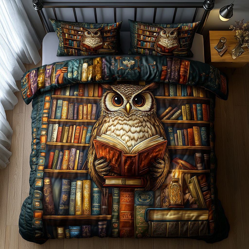 Silent Flight Quilted Bedding Set Duvet Cover Bed Sheet Set Owl Merchandise Gifts Silent Flight Quilted Bedding Set Duvet Cover Bed Sheet Set Owl Merchandise Gifts