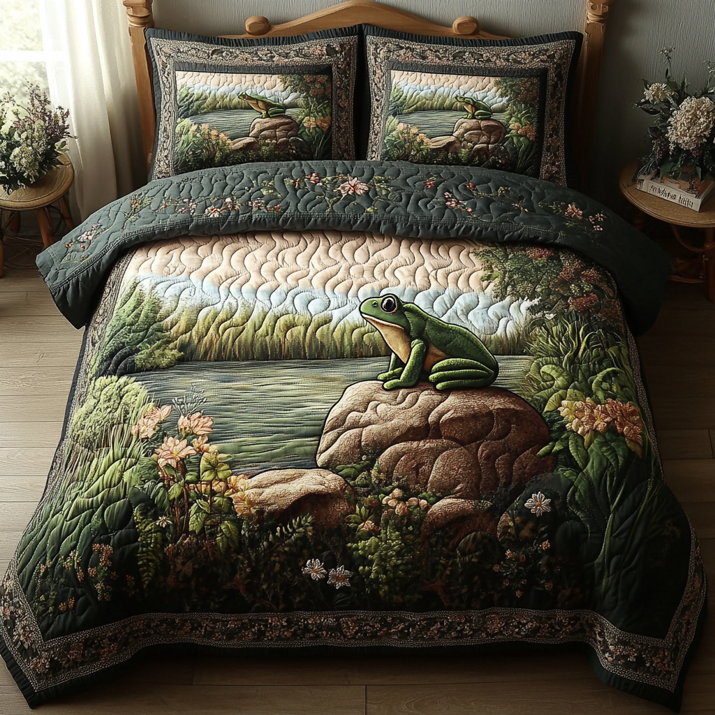 Silent Frog Quilted Bedding Set Duvet Cover Bedspreads Cute Frog Gifts Silent Frog Quilted Bedding Set Duvet Cover Bedspreads Cute Frog Gifts