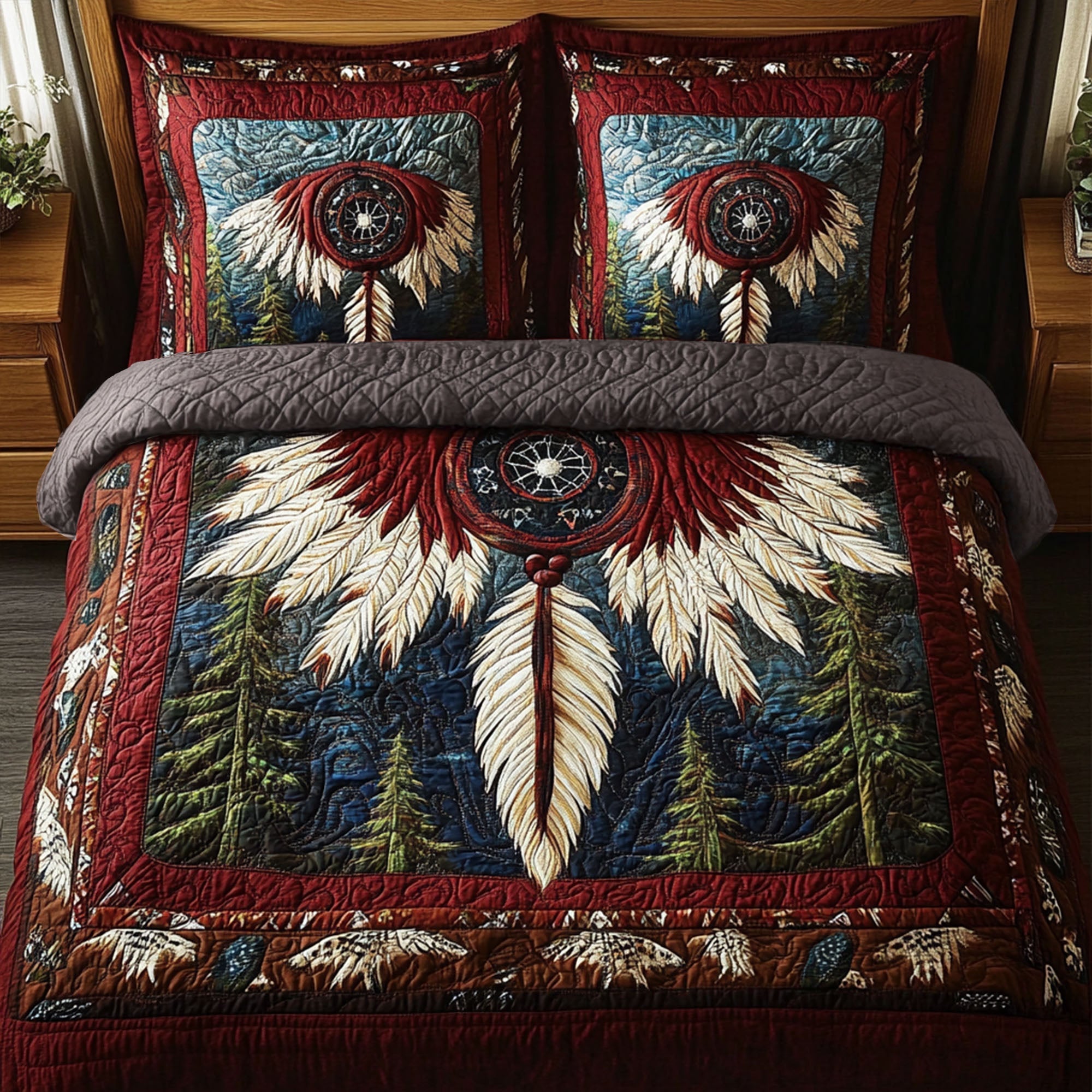 Silent Guardian Web Quilted Bedding Set Duvet Cover Merch Native American Related Gifts Silent Guardian Web Quilted Bedding Set Duvet Cover Merch Native American Related Gifts
