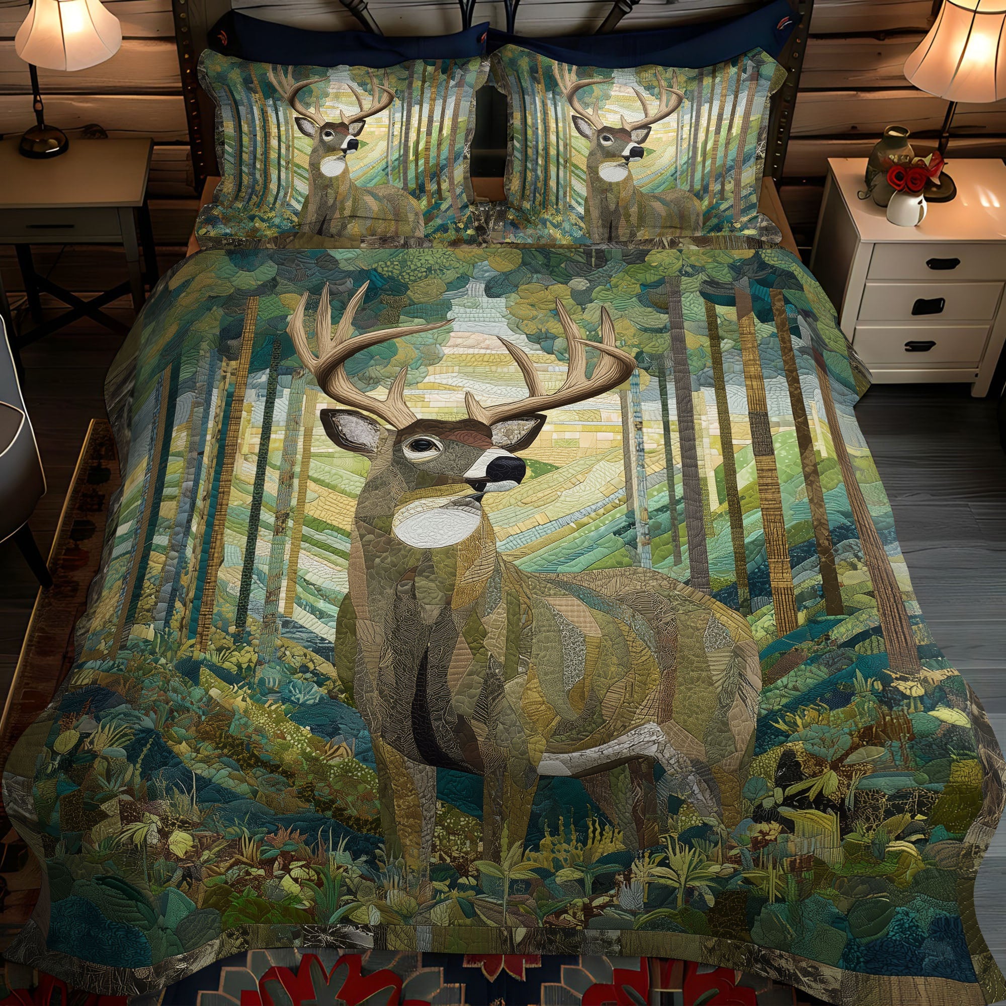Silent Pursuit Quilted Bedding Set Duvet Cover Bed Sheet Set Gifts For Deer Lovers Silent Pursuit Quilted Bedding Set Duvet Cover Bed Sheet Set Gifts For Deer Lovers