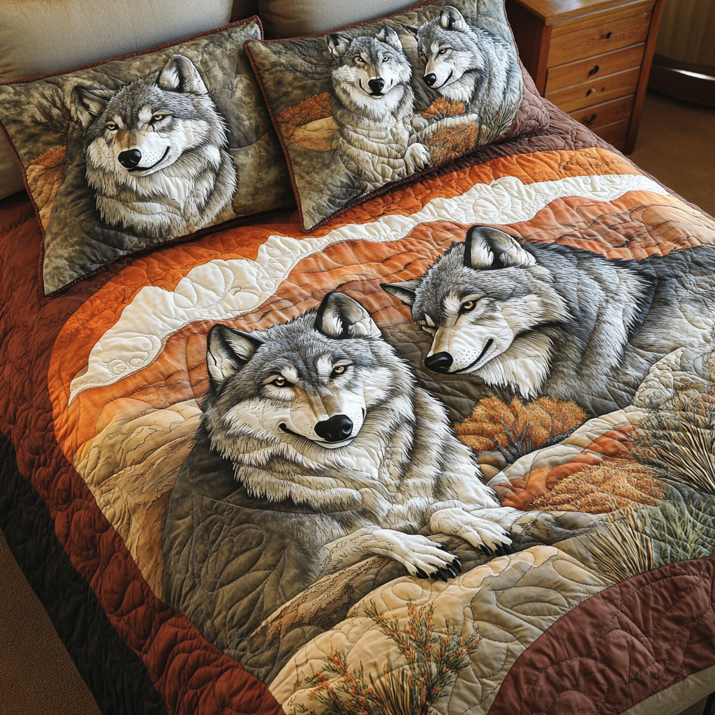 Silent Pursuit Quilted Bedding Set Duvet Cover Bedspread Themed Wolf Gifts For Him Silent Pursuit Quilted Bedding Set Duvet Cover Bedspread Themed Wolf Gifts For Him