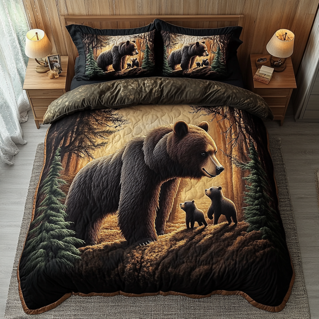 Silent Roar Quilted Bedding Set Duvet Cover Bedspread Cute Bear Gift Ideas Silent Roar Quilted Bedding Set Duvet Cover Bedspread Cute Bear Gift Ideas
